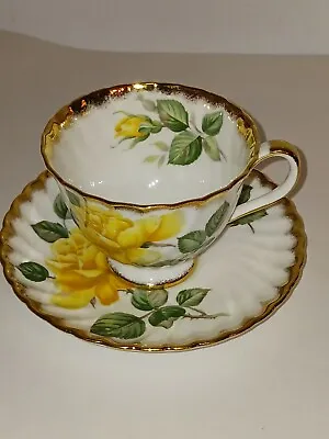 Buy ADDERLEY Vintage  GOLDILOCKS  Yellow Rose TEA CUP And SAUCER Set ENGLAND H1430 • 27.80£