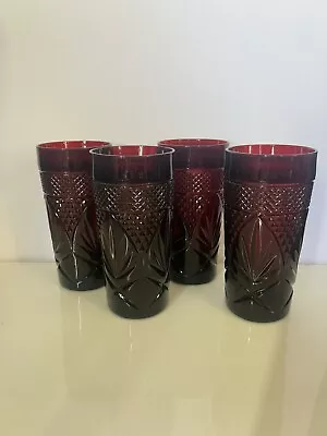 Buy Luminarc Cristal D'Arques Durand Antique Ruby Red Set Of 4 Tumbler Glass France • 33.62£