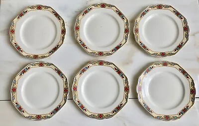 Buy 6 X W.H.GRINDLEY Windsor Ivory Octagonal Art Deco1930's Side Tea Plates • 9.99£