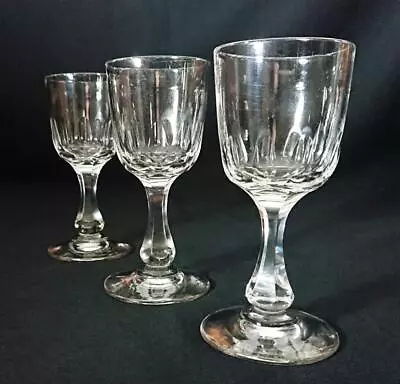 Buy Antique Early Victorian Wine Glass Trio C1850 • 44.99£