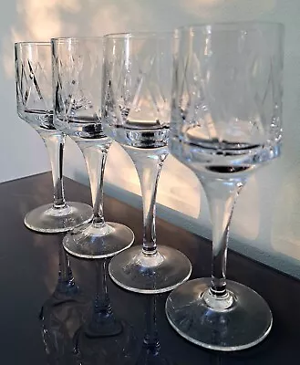 Buy 4 Cut Glass Unusual Shape Port Or Sherry Glasses Vgc • 11.95£