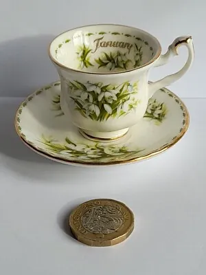 Buy ROYAL ALBERT BONE CHINA Flowers Of The Month MINIATURE January Cup & Saucer • 9.99£