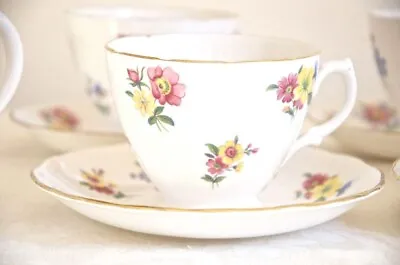 Buy VINTAGE TEACUP & SAUCER Meadow Flowers Motif. Fine Bone China Made In England • 19£