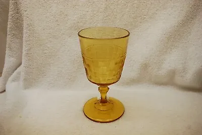 Buy Great Victorian Eapg Cooperative Flint Amber Basketweave Goblet 1880s • 24£