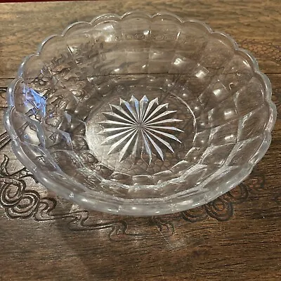 Buy Vintage Glassware Clear Glass Large Serving Bowl Fruit Bowl Cubist Pattern • 7.80£