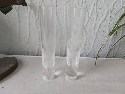 Buy Old Stuart Crystal Etched Glass Flower Tube Design Bud Vase Strathearn • 14.95£
