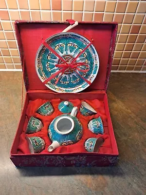 Buy Vintage Miniature Chinese 9 PC Handpainted Porcelain Tea Set In Gift Box • 40£