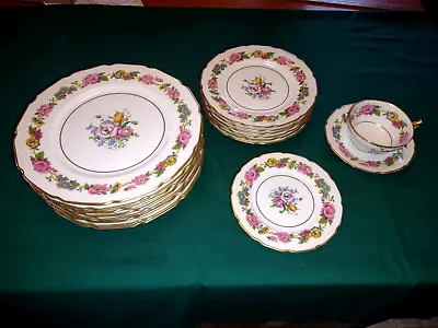 Buy 17 Pc Antique LIMOGES FRANCE La Cloche FLORAL Plates-8 DINNER/6 SALAD/1 B&B/C&S • 118.54£