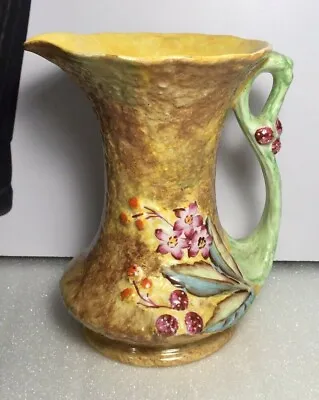 Buy Yellow Vase With Handle, 1940's James Kent Hand Painted Vase, Yellow Pitcher • 40£