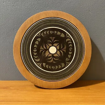 Buy Vintage 1970s Jersey Pottery Cheese Board- Circular Tile In Wooden Surround • 12.50£