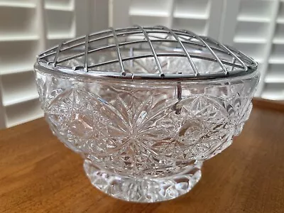 Buy Gorgeous Vintage Cut Glass Crystal Rose Bowl With Mesh • 12£