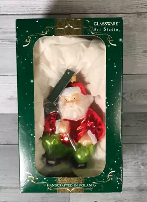 Buy Glassware Art Studio Golf Santa Christmas Ornament Handcrafted In Poland • 17.95£