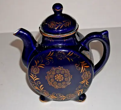 Buy USSR Russia Tea Pot Black Or Cobalt Blue Gold Design Porcelain Unusual Shape • 47.94£