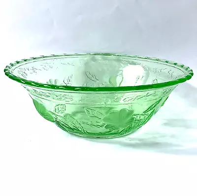 Buy Art Deco Green Uranium Glass Trifle Dessert Fruit Bowl Vintage 1930s Pressed • 20£