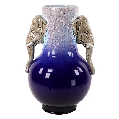Buy Majolica Pottery Vase Elephant Handles Large H36cm Circa 1870 • 950£