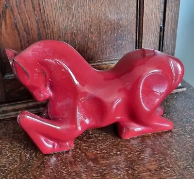 Buy Vintage Red Horse Ceramic Sculpture By Torres Guardia • 49£