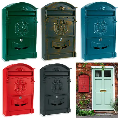 Buy Large Vintage Outdoor Lockable Letter Post Box Mailbox Wall Mounted Secure Mail • 24.95£