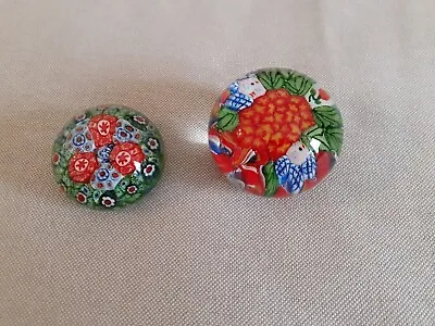 Buy 2 Pretty Small Vintage MILLEFIORI GLASS PAPERWEIGHTS 4.5 And 5.5 Cms  • 9.99£