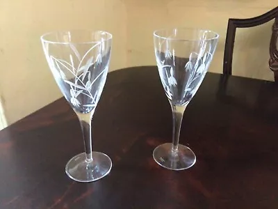 Buy 2 X Edinburgh Crystal Tain Cut Fuchsia Lge Wine Glasses Goblets Signed • 14.99£