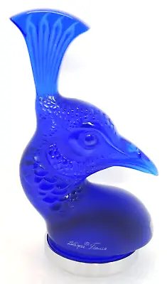 Buy Lalique Iconic Lalique Crystal Tete De Paon Royal Blue Peacock Head Mascot • 495£