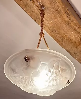 Buy Art Deco Degue Frosted Glass Ceiling Chandelier Ceiling Pendant Light Signed Ros • 495£