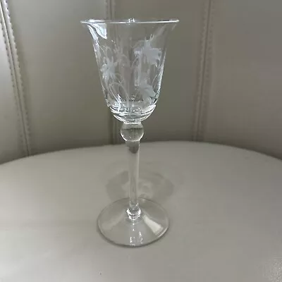Buy Vintage Tall Cut Crystal Cordial Pouse Wine Glass Floral Pattern 17 Cm High. • 9.99£