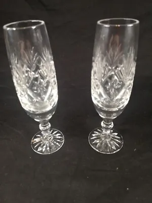 Buy High Quality Pair Of Lead Cut Crystal Champagne Flutes 17.5 Cm High VGC (#F) • 21.99£