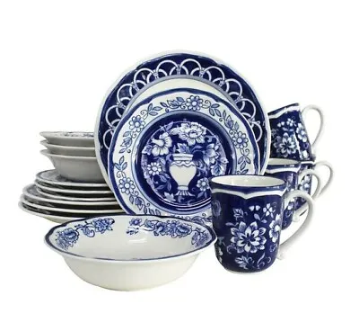 Buy Blue Garden 16 Piece Hand-painted Dinnerware Set • 133.61£