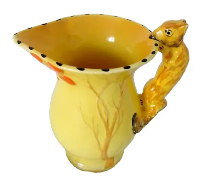 Buy Burleigh Ware Iconic Squirrel Jug Art Deco 1930's Primrose Yellow Pottery Vase   • 55£