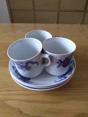 Buy Set Of 3 Vintage Burslem Pottery Co Dragon Bone China Small Cups And Saucers • 8.99£