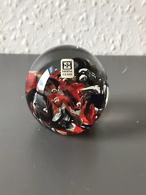 Buy Vintage Mdina Art Glass Paperweight Rare Red And Black Design Signed • 11.50£