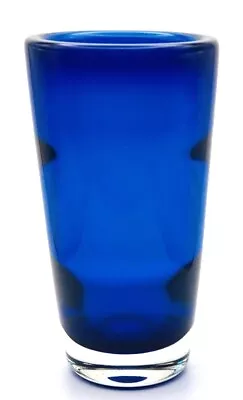 Buy Whitefriars Glass Optic Ribbed Vase In Cased Blue Rare Discontinued Pattern 9584 • 90£