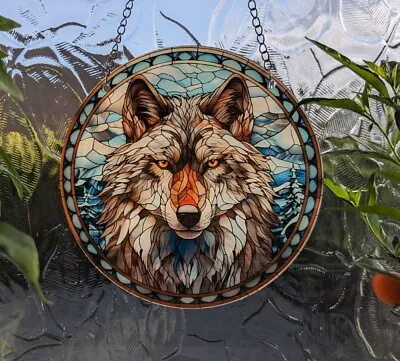 Buy 15cm Gazing Wolf Acrylic Suncatcher Wall Hanging Animal Art Wolves Picture Gift • 7.49£