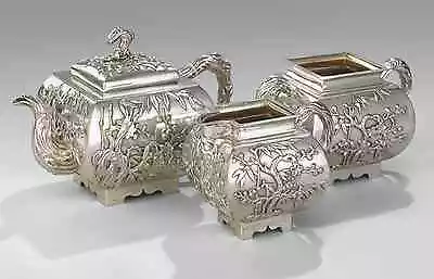 Buy Antique Chinese China Export Silver Tea Set Wang Hing Pot Bowl Creamer 1880 • 7,927.56£