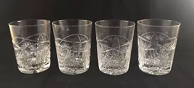 Buy Set Of 4 Antique American Brilliant Period Cut Glass Tumbler Unsigned Star Oval • 56.41£