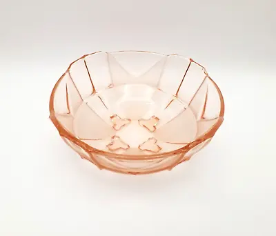 Buy Pink Art Deco Pressed Glass Footed Bowl With Satin Panels  • 11.99£