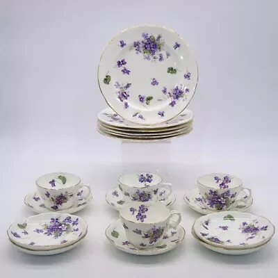 Buy 18pcs Vintage Hammersley & Co Victorian Violets Bone China Cup Saucer Plates  • 21£