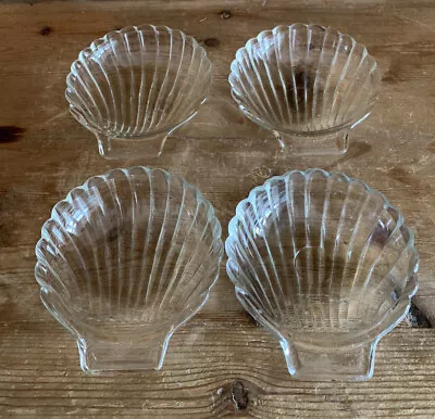 Buy 4 Vintage Pyrex Glass Scallop Shell Dishes Stackable • 14.99£
