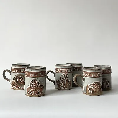 Buy 6x Tremar Studio Pottery Country Mugs Circa 1970s - Field Mouse/Butterfly/Rabbit • 50£