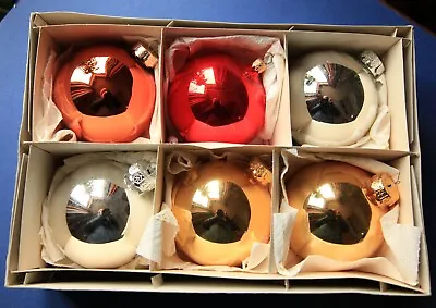 Buy Set Of 6 Very Large Plain Coloured Glass Christmas/Xmas Tree Baubles In Box • 22£