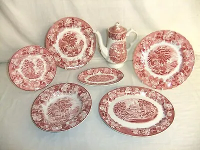 Buy Woods Ware - English Scenery - PINK - Vintage Ironstone Tableware - 5E2A • 20£
