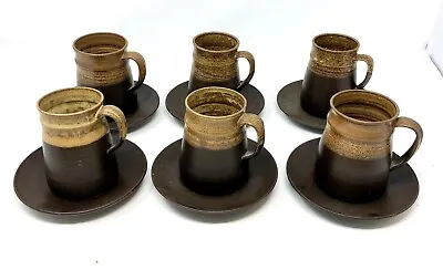 Buy Studio Pottery Coffee Set Karen Ross With X6 Cups Saucers Dessert Plates British • 34.99£