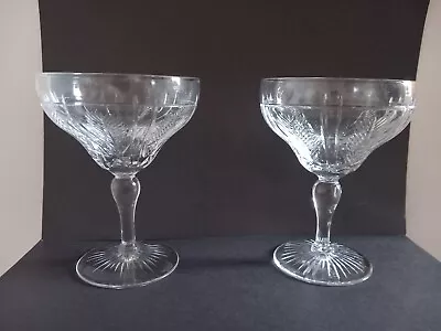 Buy Royal Brierley 2 Vintage  Crystal Champagne Coupes Glasses  Signed • 14.99£