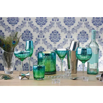 Buy Artland Peacock Glassware | Set Of 2 | Blue/Green & Silver | Perfect As A Gift • 35.70£