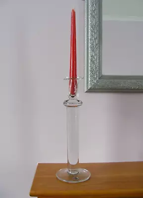 Buy Bohemia Crystal Czech Republic Heavy Tall Pillar Candlestick 31 Cm Tall - Rare • 19.99£