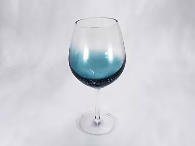 Buy Pier 1 Crackle Teal Blue Balloon Wine Glass • 18.94£