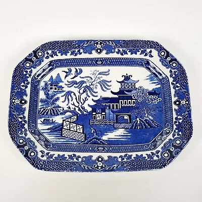 Buy Burleigh Ware Willow Small Platter Plate 25x19cm Vintage England Blue & White • 20.85£