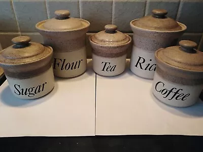 Buy John Hermansen Stoneware Set Of 5 Kitchen Containers Tea Container Cracked Lid • 29.99£