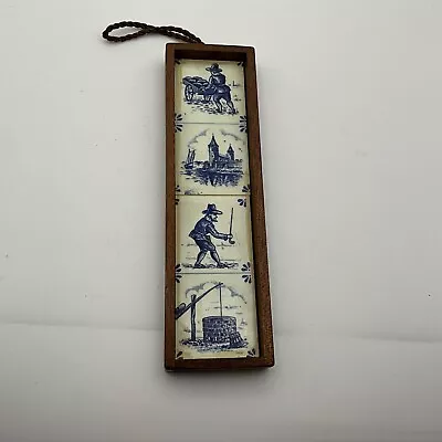 Buy Delft Blue White Pottery Tile Wood Frame Hand Painted Made In Holland. A8 • 10£