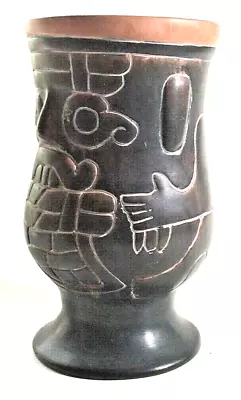 Buy Armando De Mexico Ceramic Footed Vase Brown Wash Terra Cotta Sgraffito As Found • 9.62£